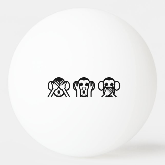 3 Wise Monkeys Emoji Ping Pong Ball (Front)