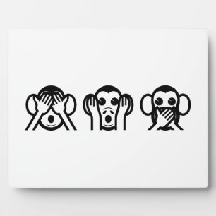 3 Wise Monkeys Emoji Plaque