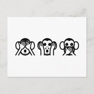 3 Wise Monkeys Emoji Postcard