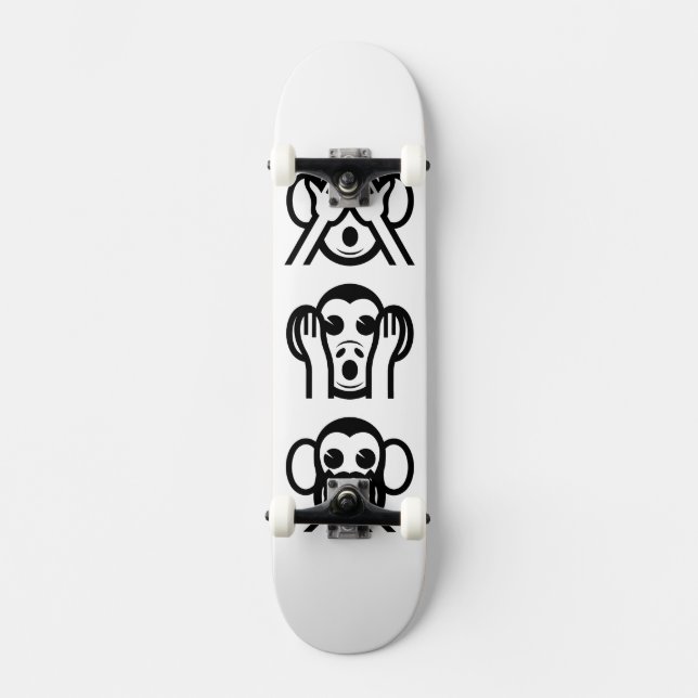 3 Wise Monkeys Emoji Skateboard (Front)
