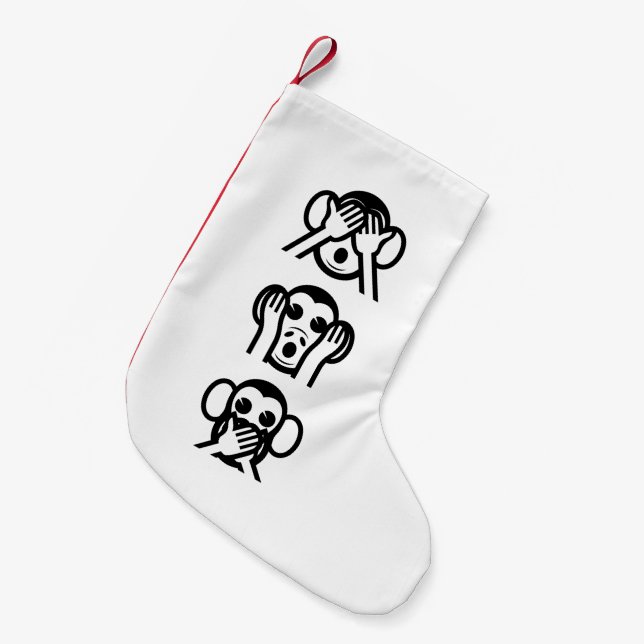 3 Wise Monkeys Emoji Small Christmas Stocking (Front (Hanging))