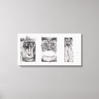 3 Wise Monkeys for Monkey Year 2016 Canvas