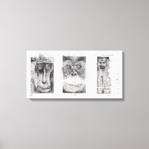 3 Wise Monkeys for Monkey Year 2016 Canvas Print