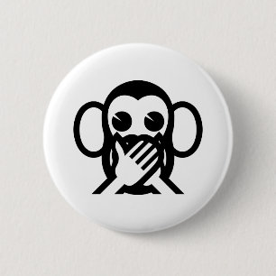 3 Wise Monkeys Iwazaru 言わざる Speak NO Evil Emoji 2 Inch Round Button