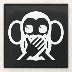 3 Wise Monkeys Iwazaru 言わざる Speak NO Evil Emoji Glass Coaster