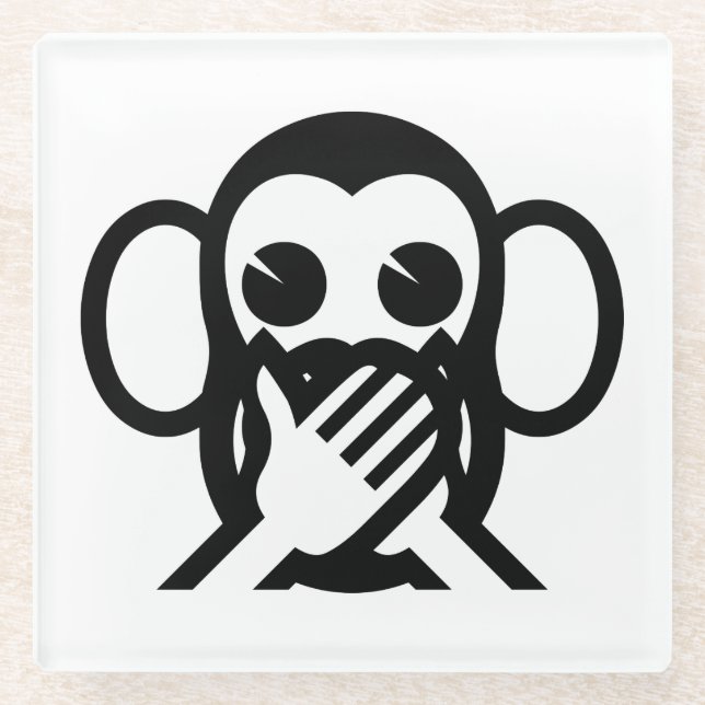 3 Wise Monkeys Iwazaru 言わざる Speak NO Evil Emoji Glass Coaster (Front)