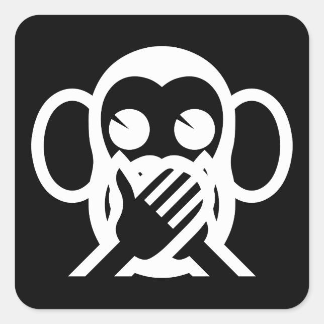 3 Wise Monkeys Iwazaru 言わざる Speak NO Evil Emoji Square Sticker (Front)