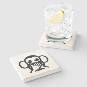 3 Wise Monkeys Iwazaru 言わざる Speak NO Evil Emoji Stone Coaster