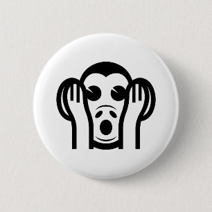 3 Wise Monkeys Kikazaru 聞かざる Hear NO Evil Emoji 2 Inch Round Button