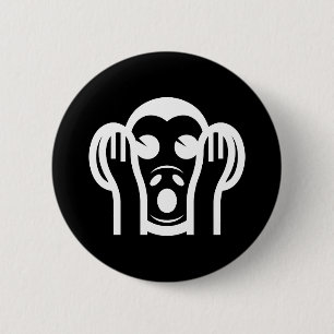 3 Wise Monkeys Kikazaru 聞かざる Hear NO Evil Emoji 2 Inch Round Button