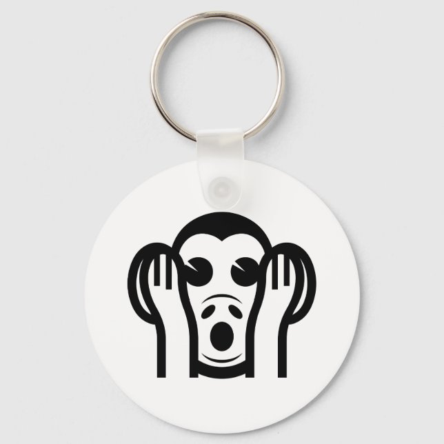 3 Wise Monkeys Kikazaru 聞かざる Hear NO Evil Emoji Keychain (Front)