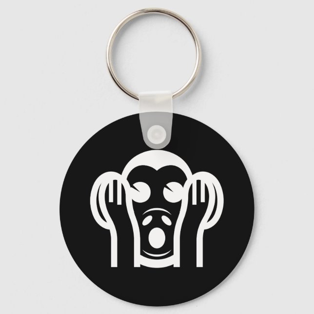 3 Wise Monkeys Kikazaru 聞かざる Hear NO Evil Emoji Keychain (Front)