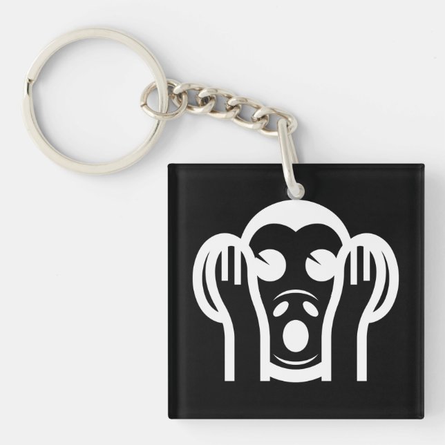 3 Wise Monkeys Kikazaru 聞かざる Hear NO Evil Emoji Keychain (Front)