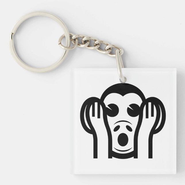 3 Wise Monkeys Kikazaru 聞かざる Hear NO Evil Emoji Keychain (Front)