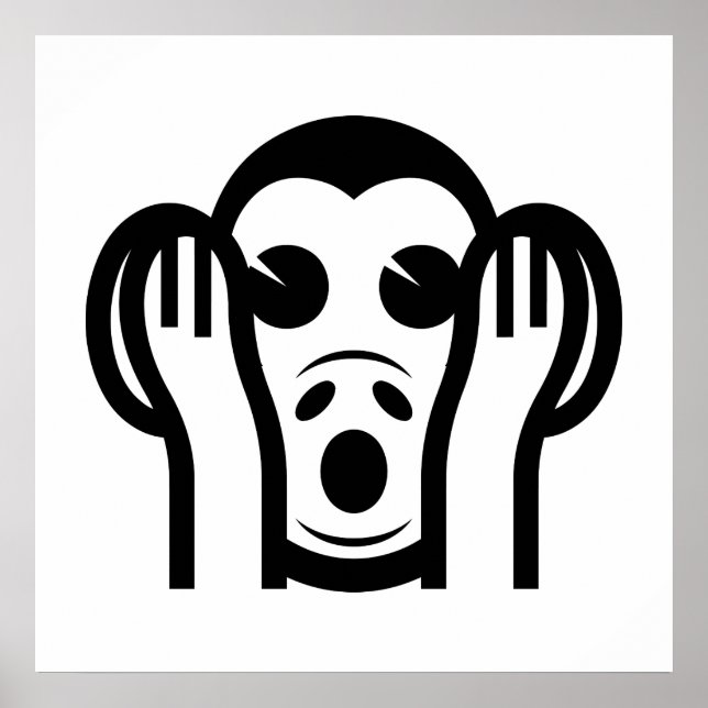 3 Wise Monkeys Kikazaru 聞かざる Hear NO Evil Emoji Poster (Front)