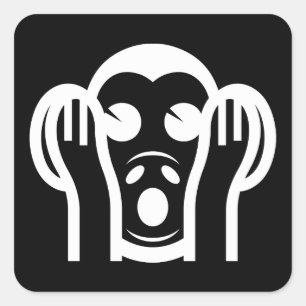 3 Wise Monkeys Kikazaru 聞かざる Hear NO Evil Emoji Square Sticker