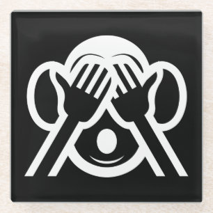 3 Wise Monkeys Mizaru 見ざる See NO Evil Emoji Glass Coaster