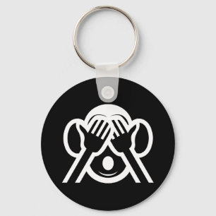 3 Wise Monkeys Mizaru 見ざる See NO Evil Emoji Keychain