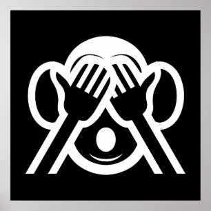 3 Wise Monkeys Mizaru 見ざる See NO Evil Emoji Poster