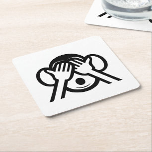 3 Wise Monkeys Mizaru 見ざる See NO Evil Emoji Square Paper Coaster