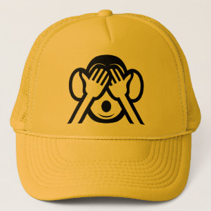 3 Wise Monkeys Mizaru 見ざる See NO Evil Emoji Trucker Hat