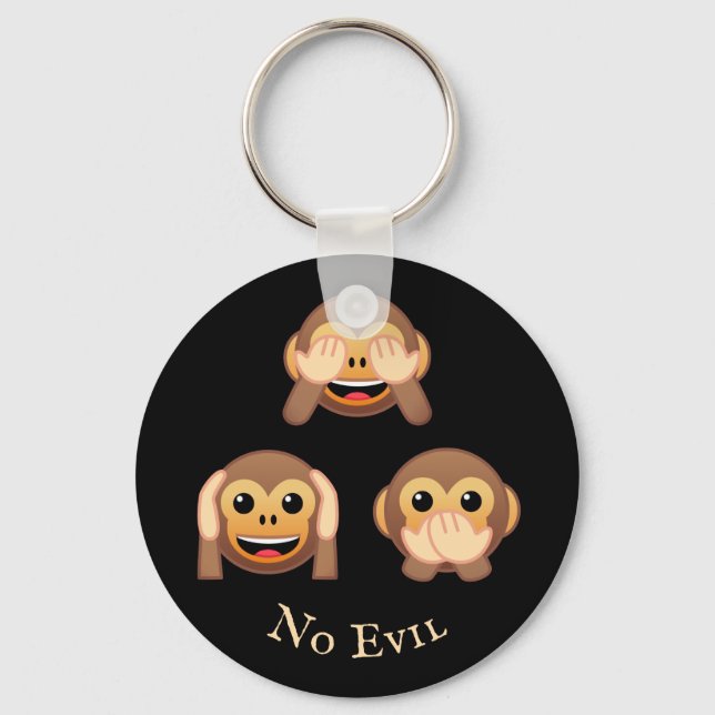3 Wise Monkeys: see no evil, hear no evil, speak.. Keychain (Front)