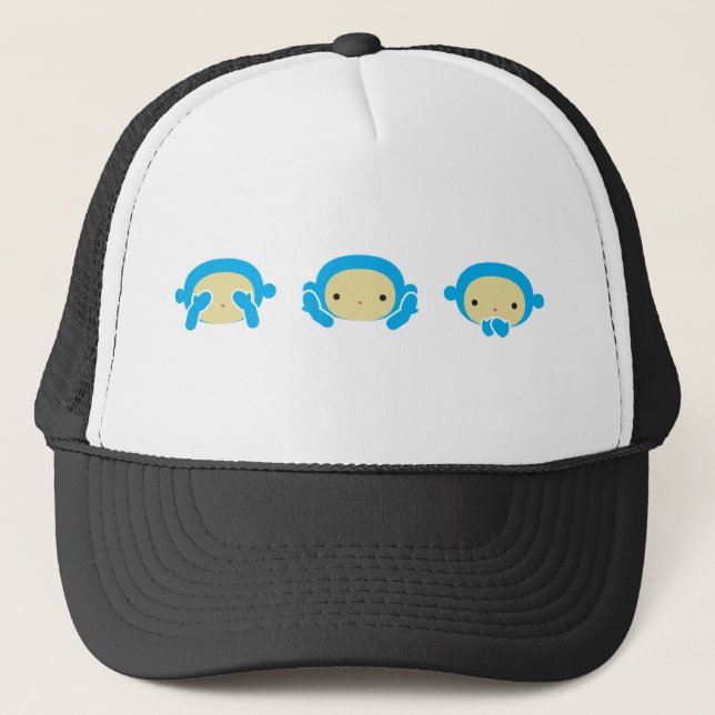 3 Wise Monkeys Trucker Hat (Front)