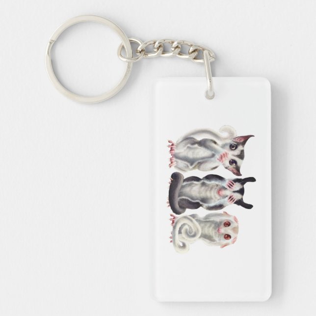 3 wise sugar gliders keychain (Front)