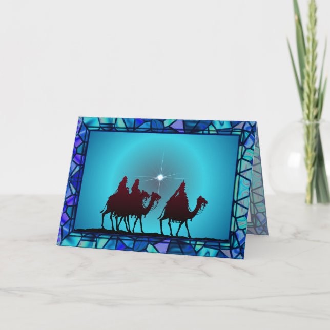 3 WISEMEN,STAR & BORDER by SHARON SHARPE Holiday Card (Front)