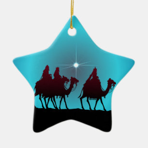 3 WISEMEN & STAR by SHARON SHARPE Ceramic Ornament