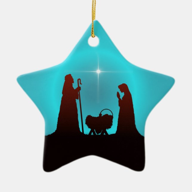 3 WISEMEN STAR & NATIVITY by SHARON SHARPE Ceramic Ornament (Front)