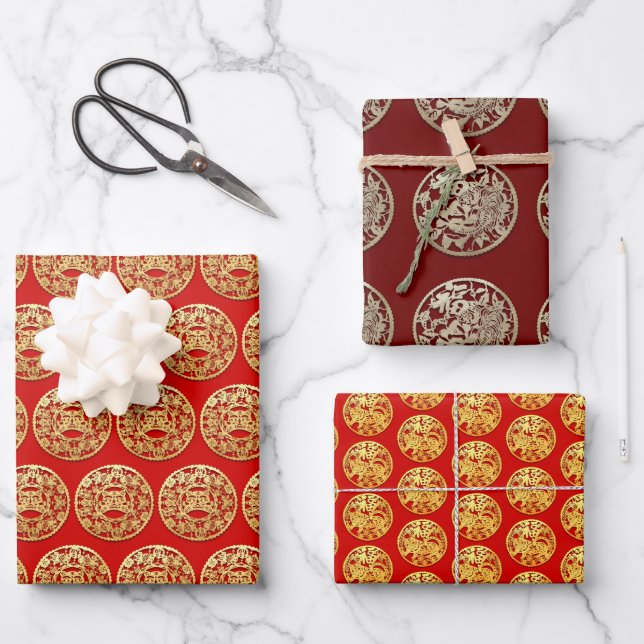 3 Wp Gold Chinois Papier coupé Tiger Année Choisir (Recto)