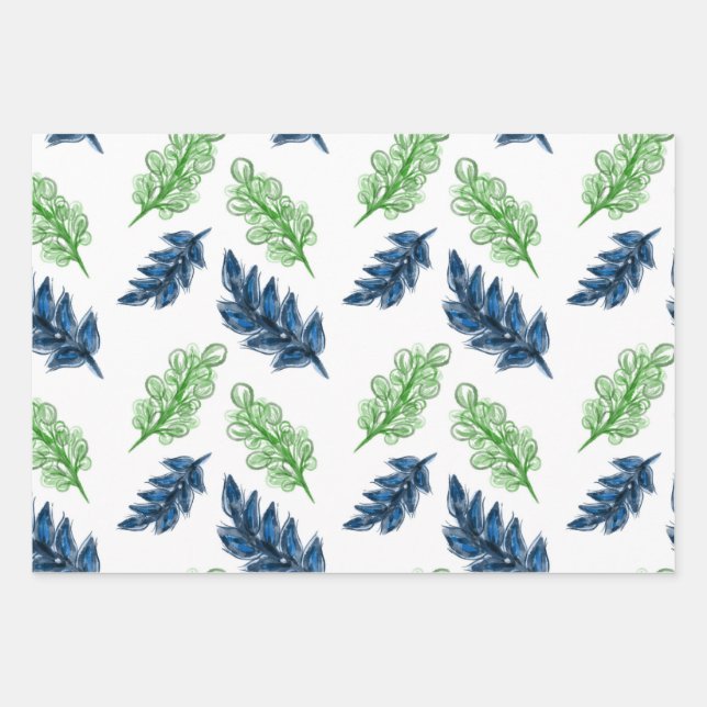 3 wrapping sheets, watercolor style florals paper sheet (Front)