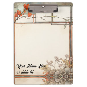 3 writing spots wildflowers and tree red flowers clipboard