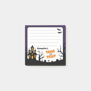 3"x3 4"x6" Haunted House & Spooky Trees Post-it Notes