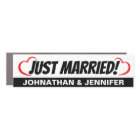 3" x 11" Modern Just Married Car Magnet