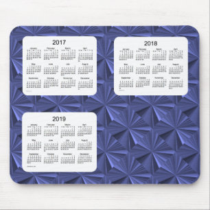 3 Year 2017-2019 Blue Diamonds Calendar Mousepad