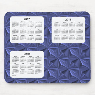 3 Year 2017-2019 Blue Diamonds Calendar Mousepad