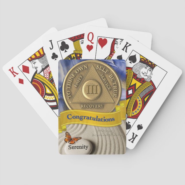 3 Year AA Anniversary Coin Serenity Playing Cards (Back)