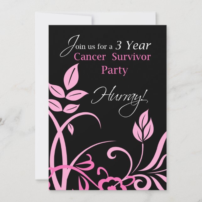 3 Year Breast Cancer Survivor Party Invitation (Front)