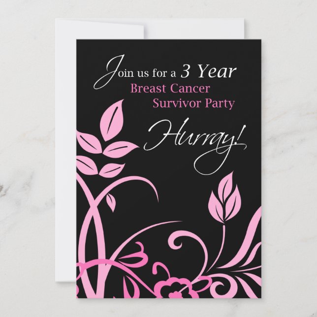 3 Year Breast Cancer Survivor Party Invitation (Front)