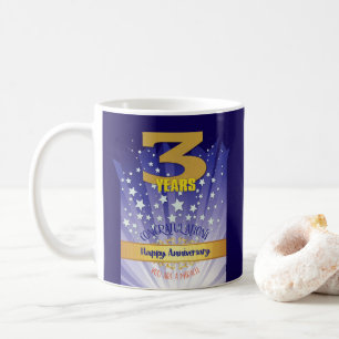3 Year CUSTOM Recovery Anniversary Bold Numeral Coffee Mug