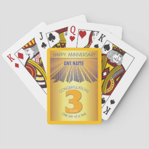 3 Year   Golden Ray 12 Step CUSTOM NAME Playing Cards