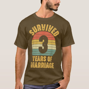 3 Year Marriage Third Wedding Anniversary Couple M T-Shirt