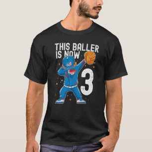 3 Year Old Baseball Birthday 3rd Baller Player Tod T-Shirt