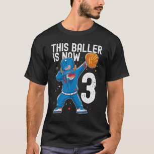 3 Year Old Baseball Birthday 3rd Baller Player Tod T-Shirt