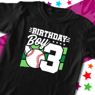 3 Year Old Baseball Party Theme 3rd Birthday Boy T-Shirt