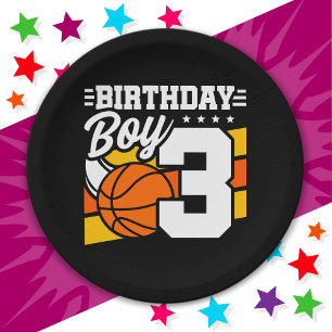 3 Year Old Basketball Party Theme 3rd Birthday Boy Paper Plate