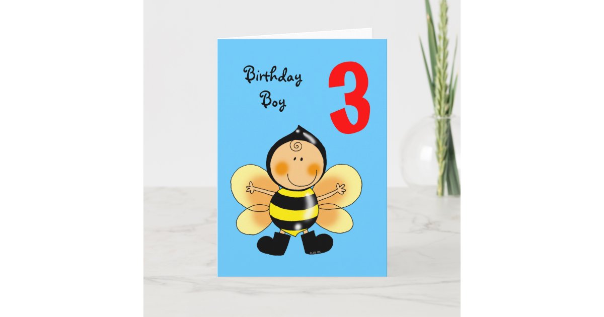 3 year old birthday boy card Zazzle