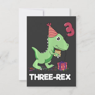 3 Year Old Birthday Boy Dinosaur Three Rex Kids Thank You Card